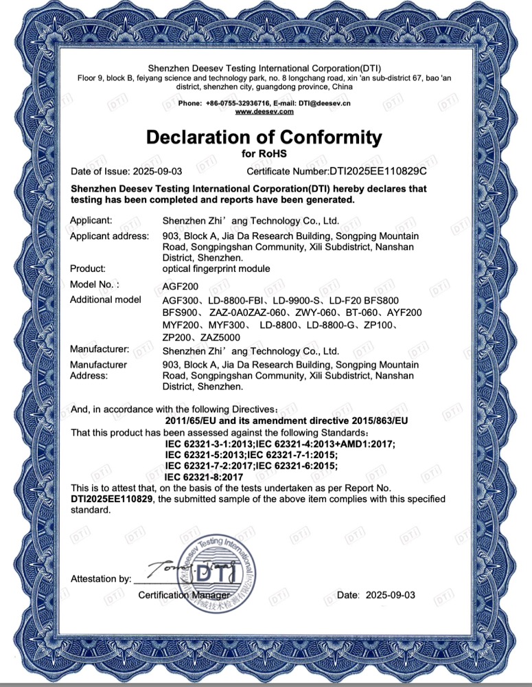 RoHS certificate